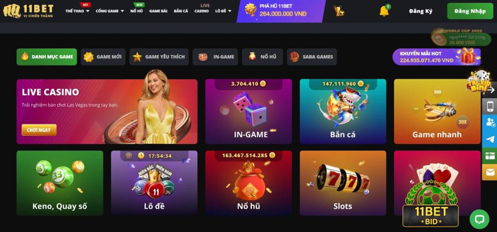 Số lượng game cá cược có tại nhà cái 11bet pro cực kỳ đa dạng 